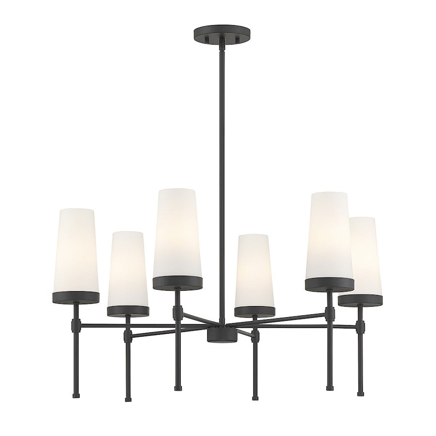 6 Light Chandelier, Matte Black