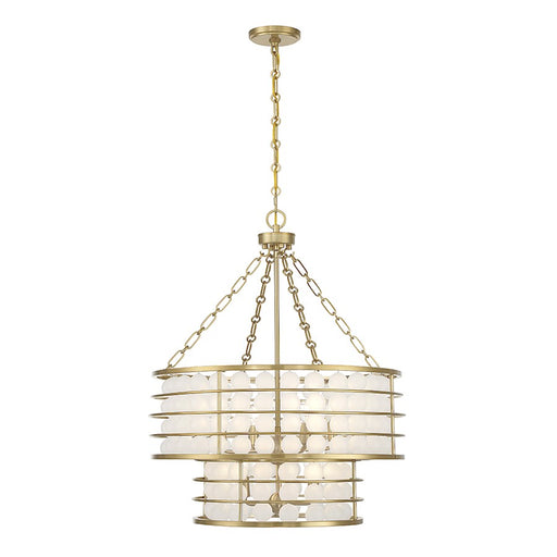 Savoy House Byron 6 Light Chandelier, Warm Brass/Frosted - 1-3364-6-322