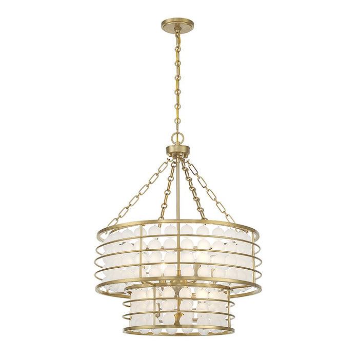 Savoy House Byron 6 Light Chandelier, Warm Brass/Frosted