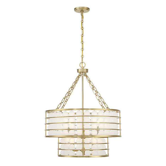 Savoy House Byron 6 Light Chandelier, Warm Brass/Frosted