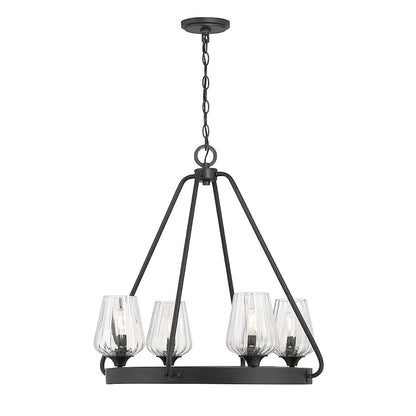 Essentials Carlton 4 Light Chandelier, Matte Black/Ribbed - 1-3392-4-89