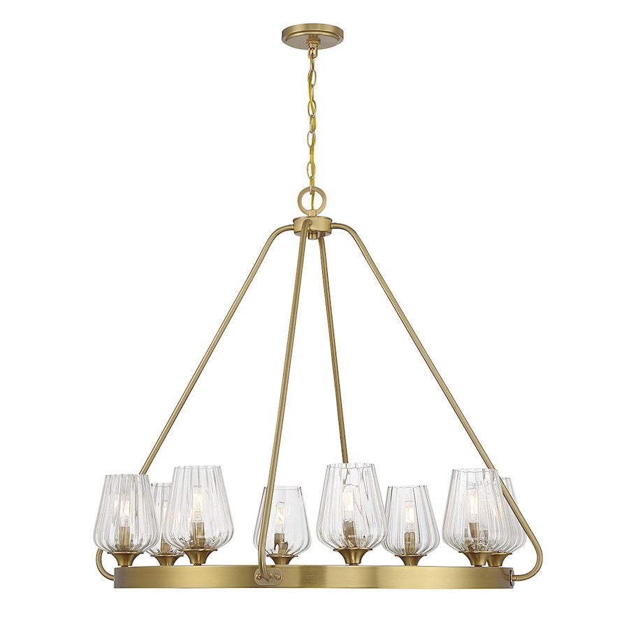 Essentials Carlton 8 Light Chandelier, Warm Brass/Ribbed - 1-3394-8-322