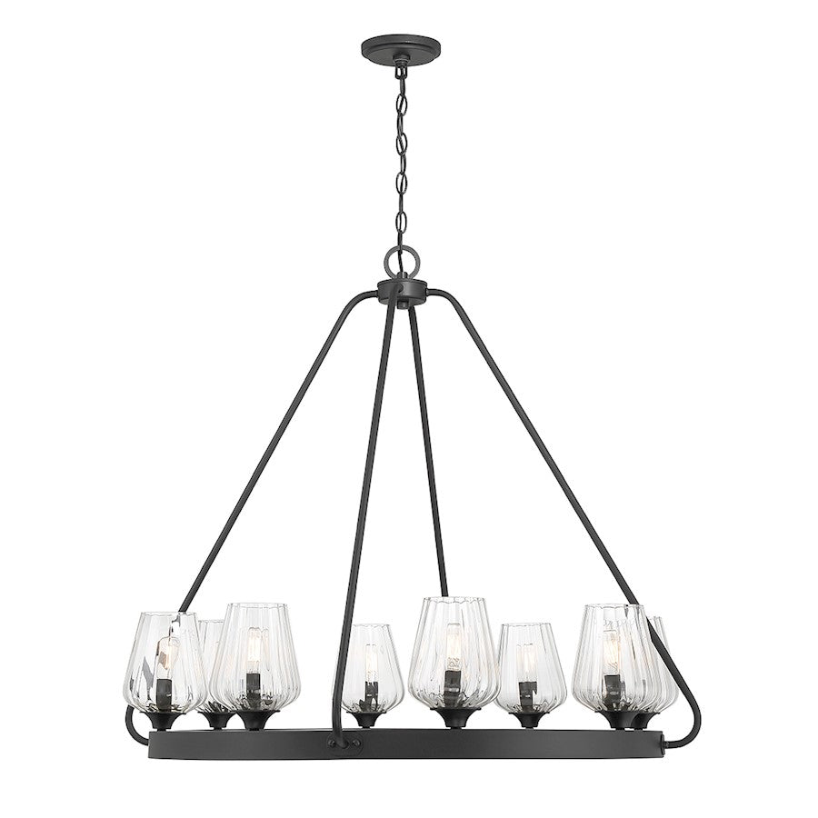 Essentials Carlton 8 Light Chandelier, Matte Black/Ribbed - 1-3394-8-89