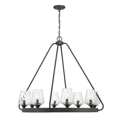 Essentials Carlton 8 Light Chandelier, Matte Black/Ribbed - 1-3394-8-89