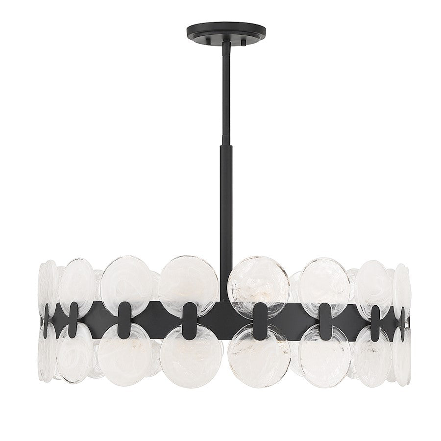 Savoy House Boca 6 Light Chandelier, Matte Black/Strie Piastra - 1-3720-6-89