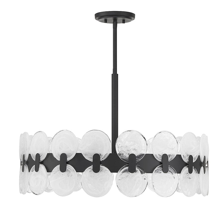 6 Light Chandelier, Matte Black