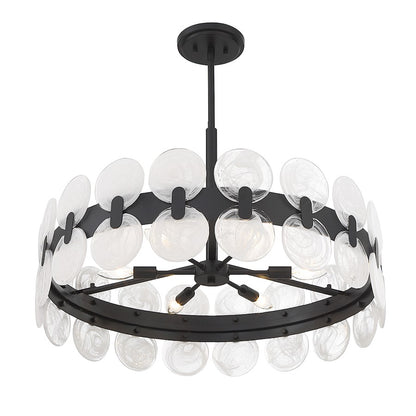 6 Light Chandelier, Matte Black