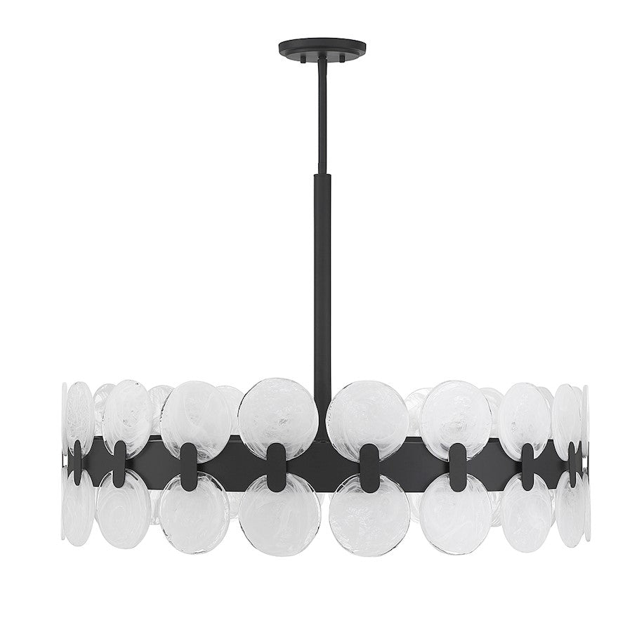 6 Light Chandelier, Matte Black