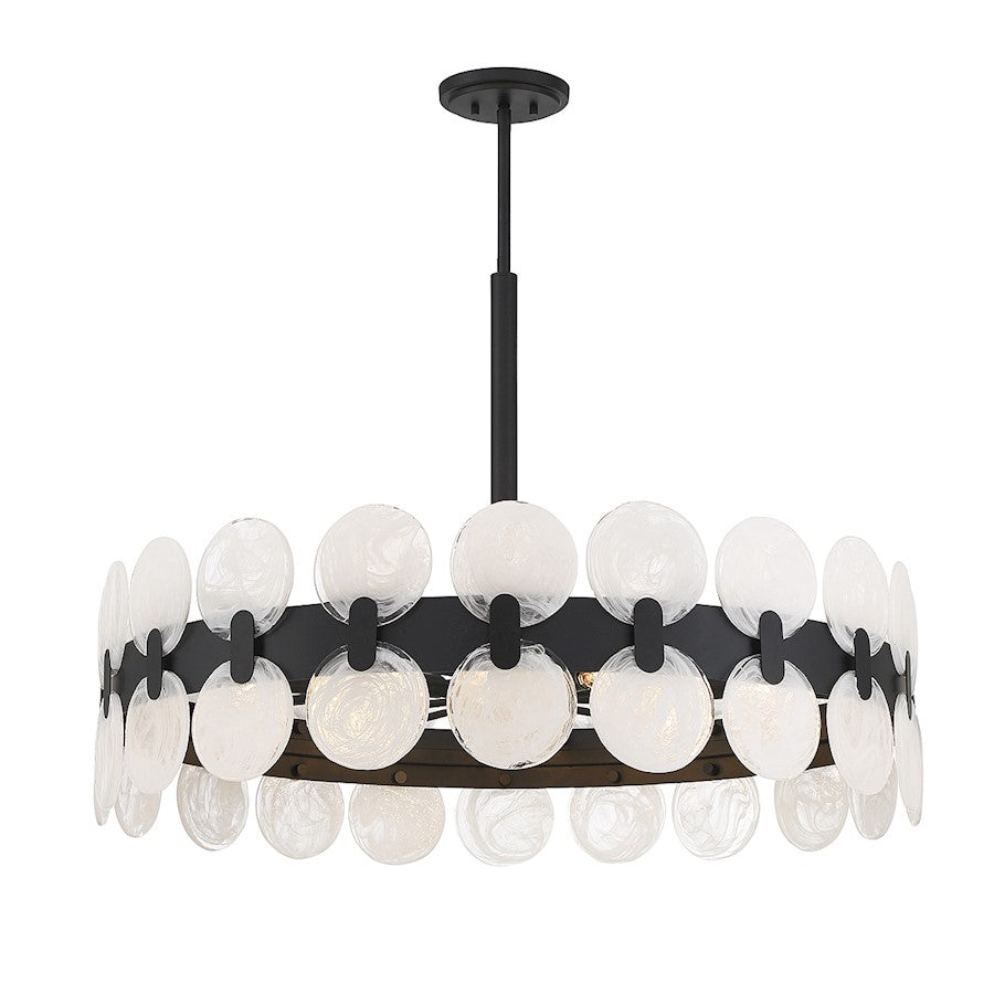 6 Light Chandelier, Matte Black