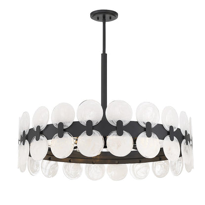 6 Light Chandelier, Matte Black