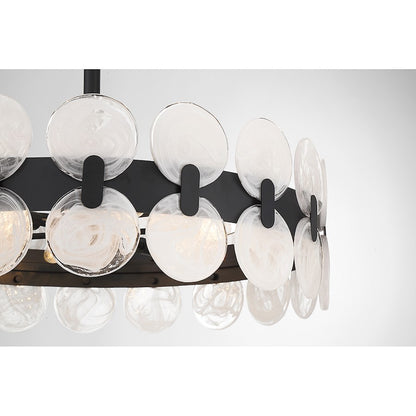 6 Light Chandelier, Matte Black