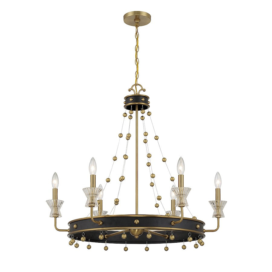 6 Light Chandelier, Black