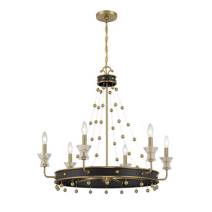 6 Light Chandelier, Black