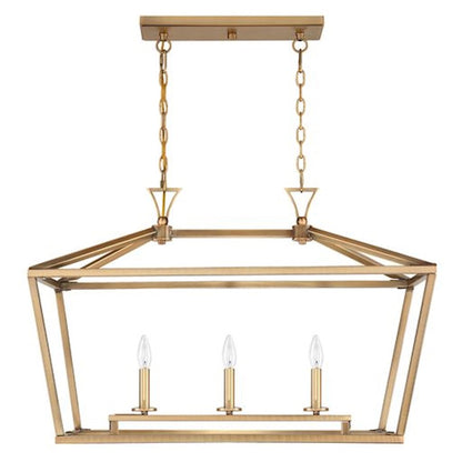 3 Light Linear Chandelier, Matte Black