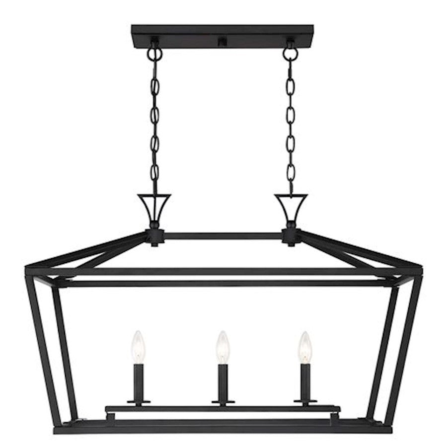 Savoy Essentials Townsend 3-Light Linear Chandelier, Matte Black - 1-423-3-89