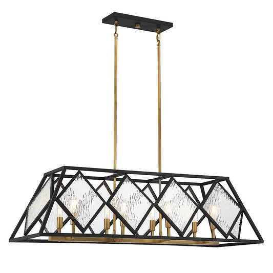 Savoy House Capella 8 Light Linear Chandelier, Bronze/Warm Brass - 1-5404-8-79