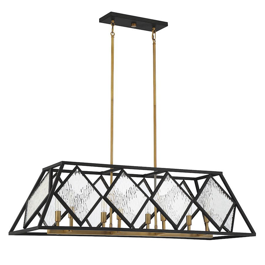 8 Light Linear Chandelier, Bronze