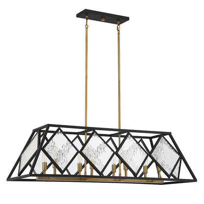 8 Light Linear Chandelier, Bronze