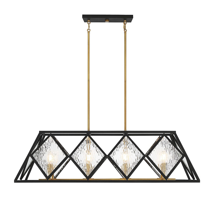 8 Light Linear Chandelier, Bronze