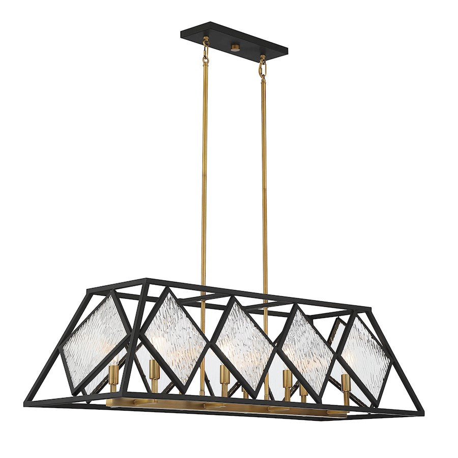 8 Light Linear Chandelier, Bronze