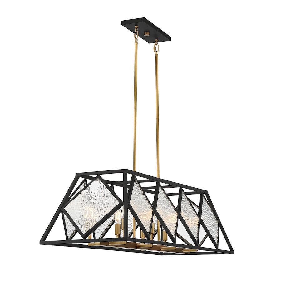 8 Light Linear Chandelier, Bronze