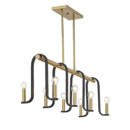 Savoy House Archway 8 Light Linear Chandelier, Black/Brass