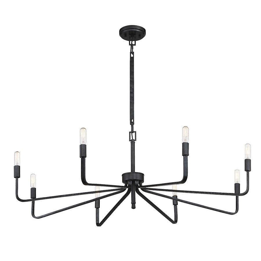 8-Light Chandelier, Forged Iron