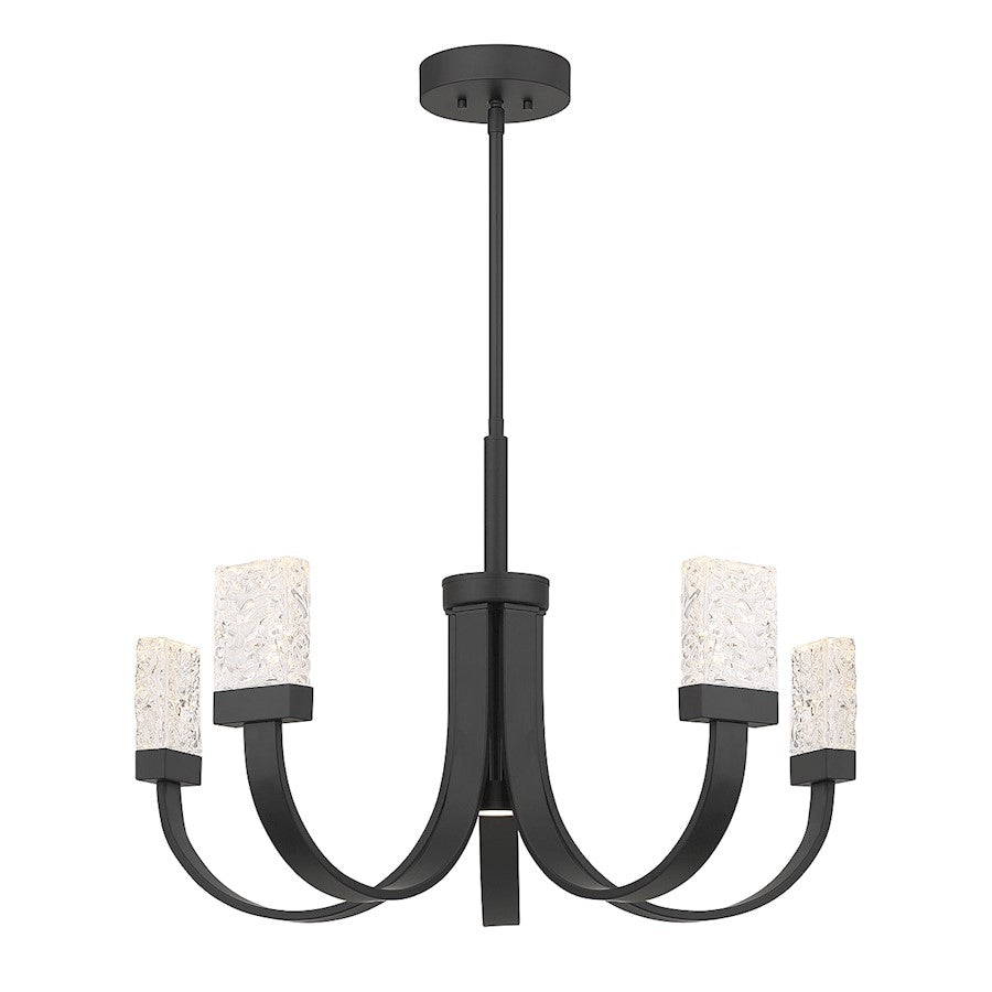 6 Light LED Chandelier, Matte Black