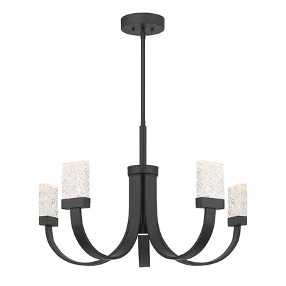 6 Light LED Chandelier, Matte Black