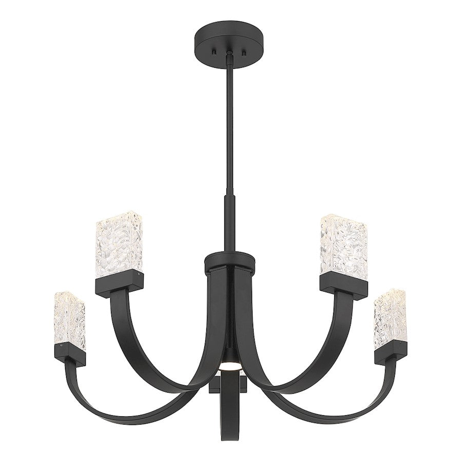 6 Light LED Chandelier, Matte Black