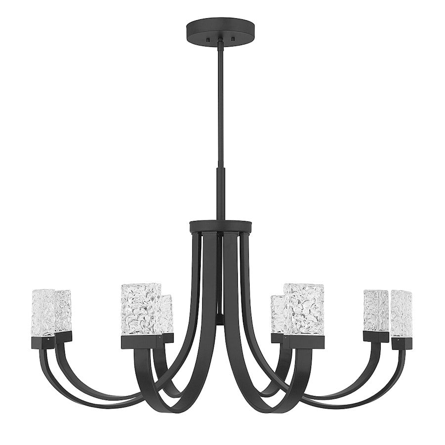 6 Light LED Chandelier, Matte Black