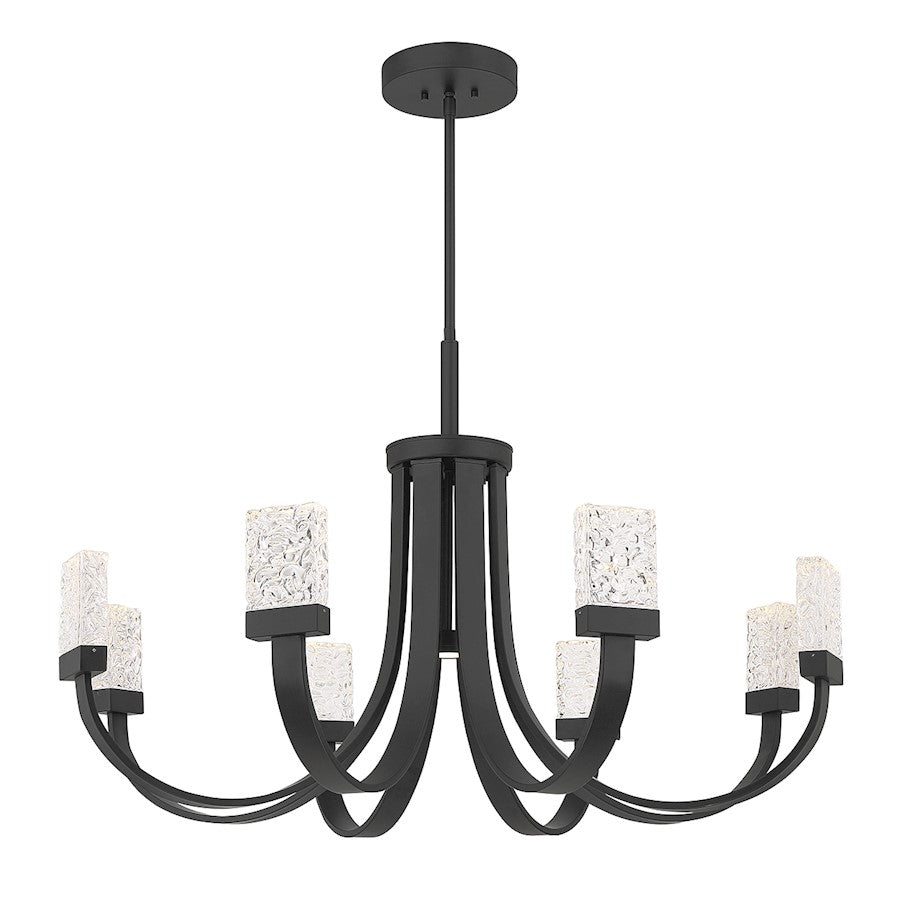 6 Light LED Chandelier, Matte Black