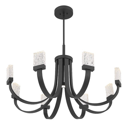 6 Light LED Chandelier, Matte Black