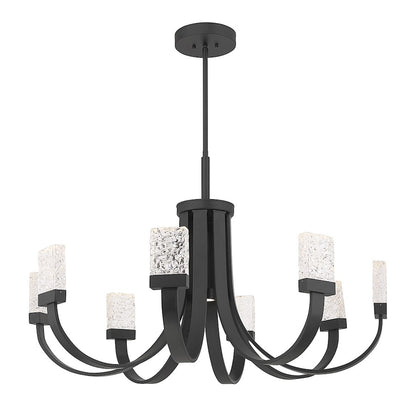 6 Light LED Chandelier, Matte Black