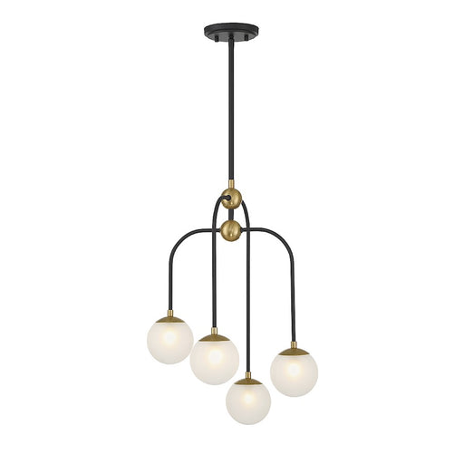 Savoy House Couplet 4 Light Chandelier, Black/Brass/Frosted - 1-6697-4-143