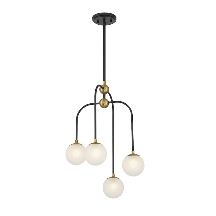 Savoy House Couplet Chandelier, Black/Brass/Frosted