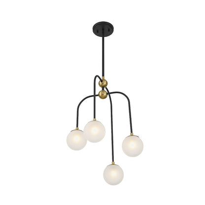 4 Light Chandelier, Black