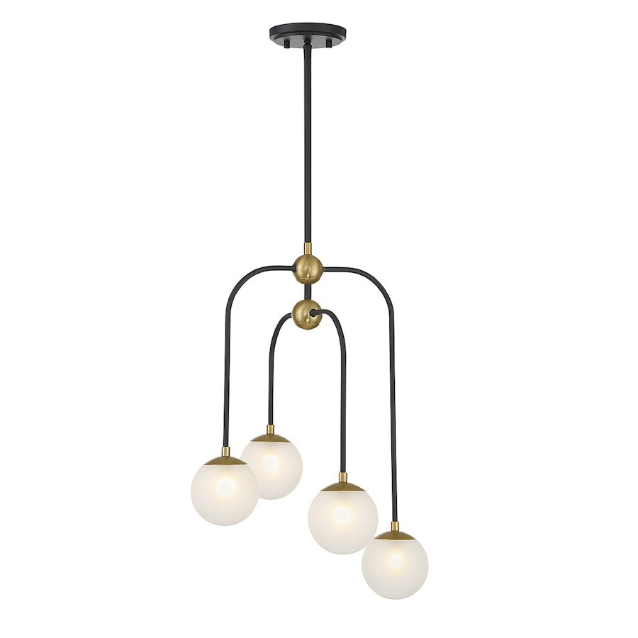 4 Light Chandelier, Black