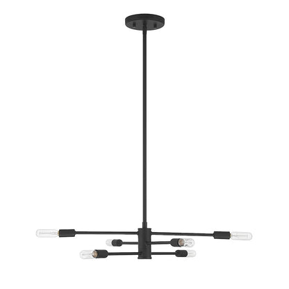 6 Light Chandelier, Matte Black