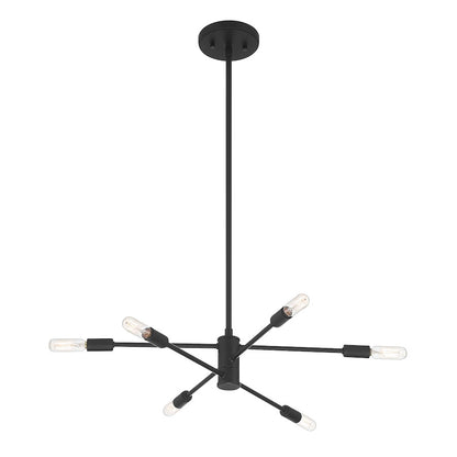 6 Light Chandelier, Matte Black