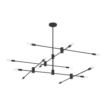 6 Light Chandelier, Matte Black