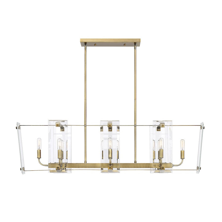 Savoy House Everett 8 Light Linear Chandelier, Warm Brass - 1-7113-8-322