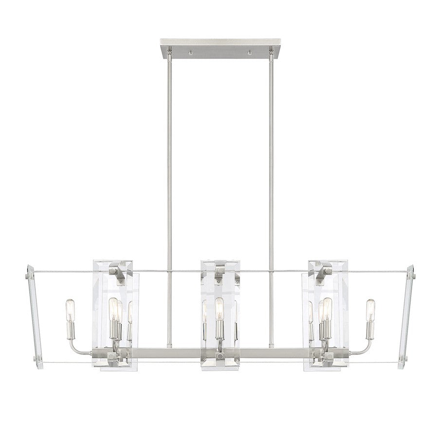 Savoy House Everett 8 Light Linear Chandelier, Satin Nickel - 1-7113-8-SN