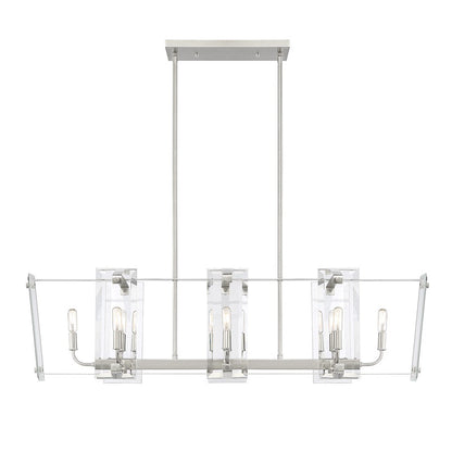 Savoy House Everett 8 Light Linear Chandelier, Satin Nickel - 1-7113-8-SN