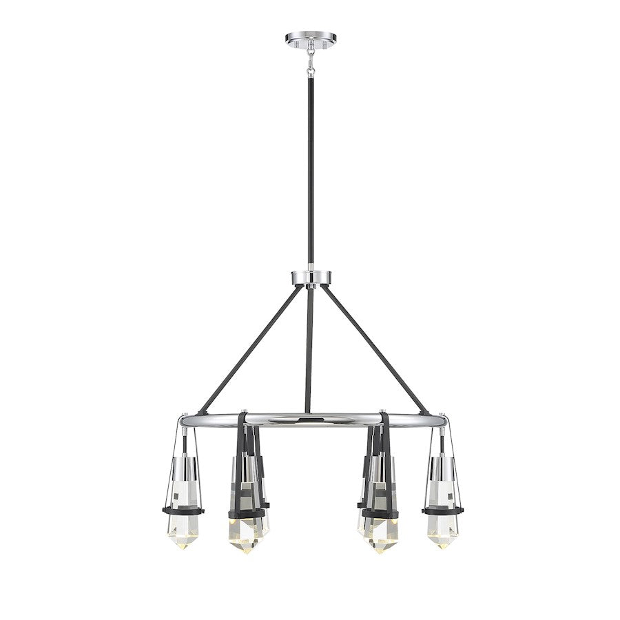 Savoy House Denali 6 Light Chandelier, Matte Black/Polished Chrome - 1-7707-6-67