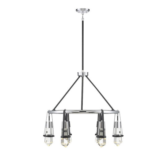 Savoy House Denali 6 Light Chandelier, Matte Black/Polished Chrome - 1-7707-6-67