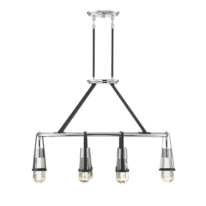 Savoy House Denali 6 Light Linear Chandelier, Black/Chrome - 1-7708-6-67