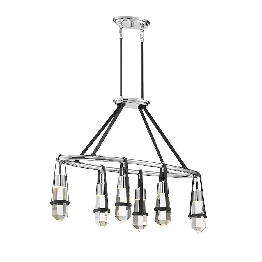 6 Light LED Chandelier, Black