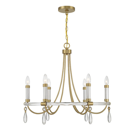 Savoy House Mayfair 6 Light Chandelier, Warm Brass/Chrome - 1-7716-6-195