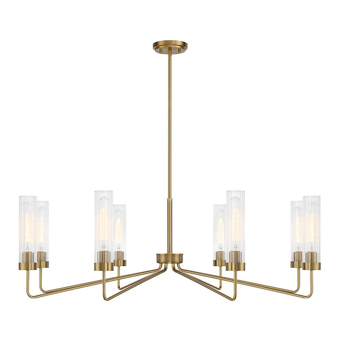 Savoy House Baker 8-Light Chandelier, Warm Brass/Clear Ribbed - 1-8860-8-322